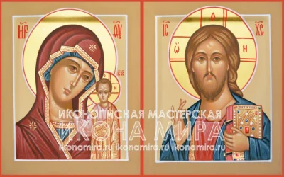 Венчальная пара Казанская Божия Матерь и Господь Вседержитель в традиционной русской иконографии