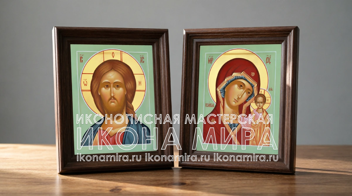 Почему Венчание называют Таинством и что происходит во время церковного брака – Икона Мира Венчальная пара Казанская Божия Матерь и Спаситель в деревянных киотах