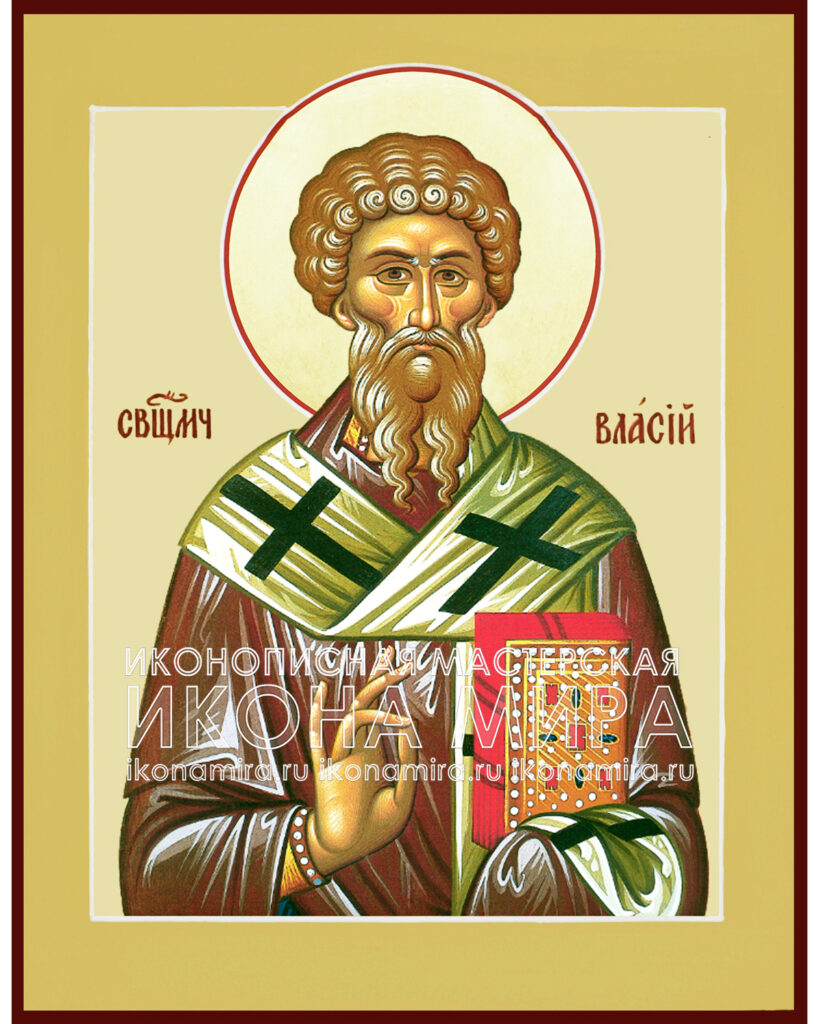 Купить именную икону Власия Севастийского 18х24 см.