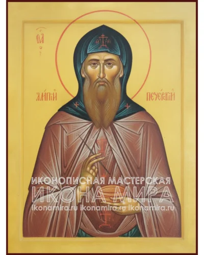 Икона Святого Алипия Печерского — рукописная икона по православным канонам. Купить икону преподобного Алипия в мастерской «Икона Мира» с доставкой по России.