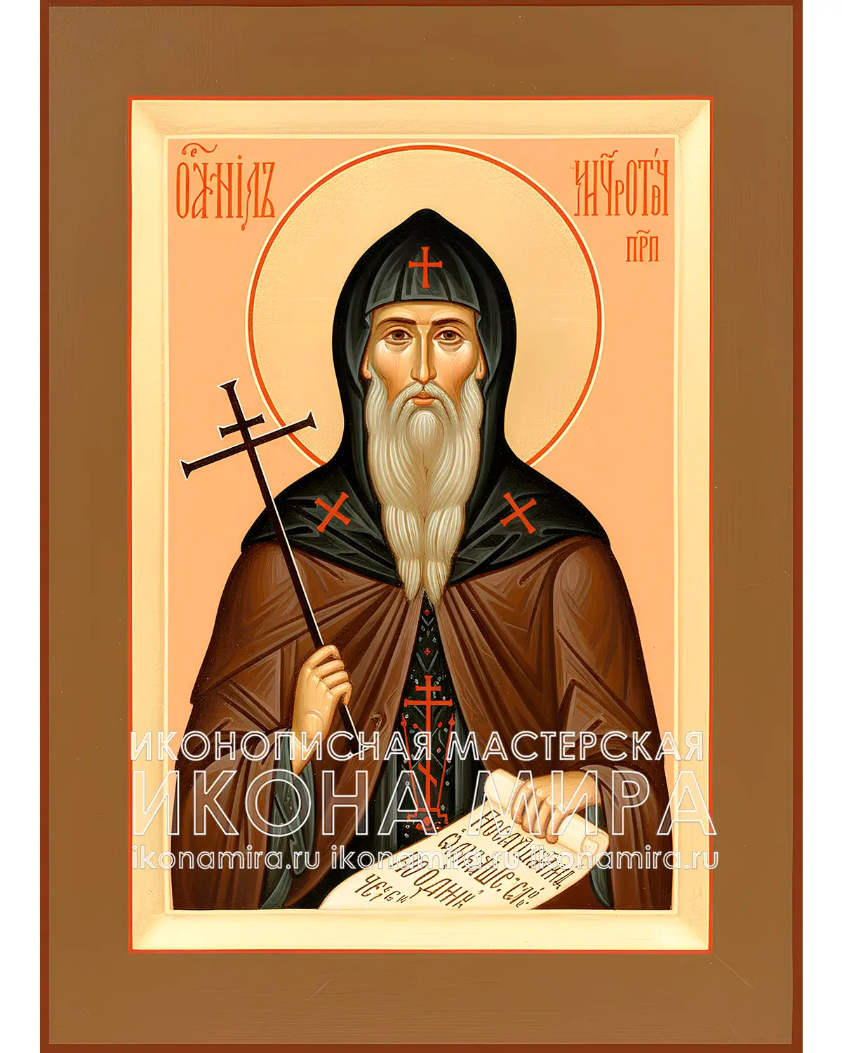 Рукописная икона "Преподобный Нил Мироточивый" – Икона Мира нил мироточивый икона купить