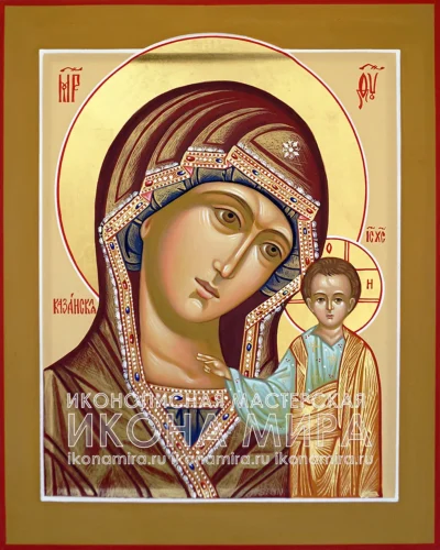 Рукописная икона Божией Матери на Крещение ребенка