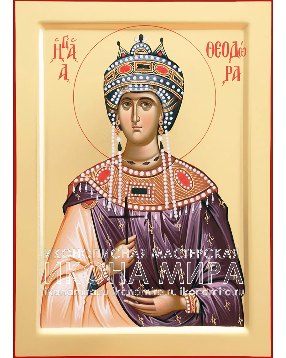 Рукописная икона Святая Феодора Цареградская – Икона Мира Рукописная икона Феодора Цареградская на липовой доске с золочением, православный образ