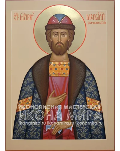 Рукописная икона святого мученика Меркурия Смоленского