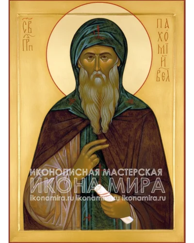 Святой Пахомий Великий рукописная икона ручной работы