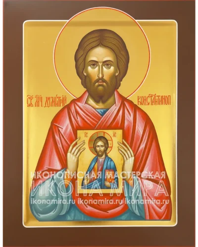 рукописная икона мученик Дмитрий Константинопольский православная икона ручной работы