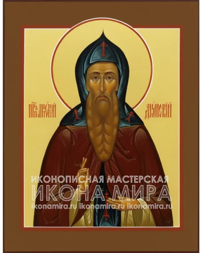 Рукописная икона преподобного Антония Дымского православный образ на дереве с золочением