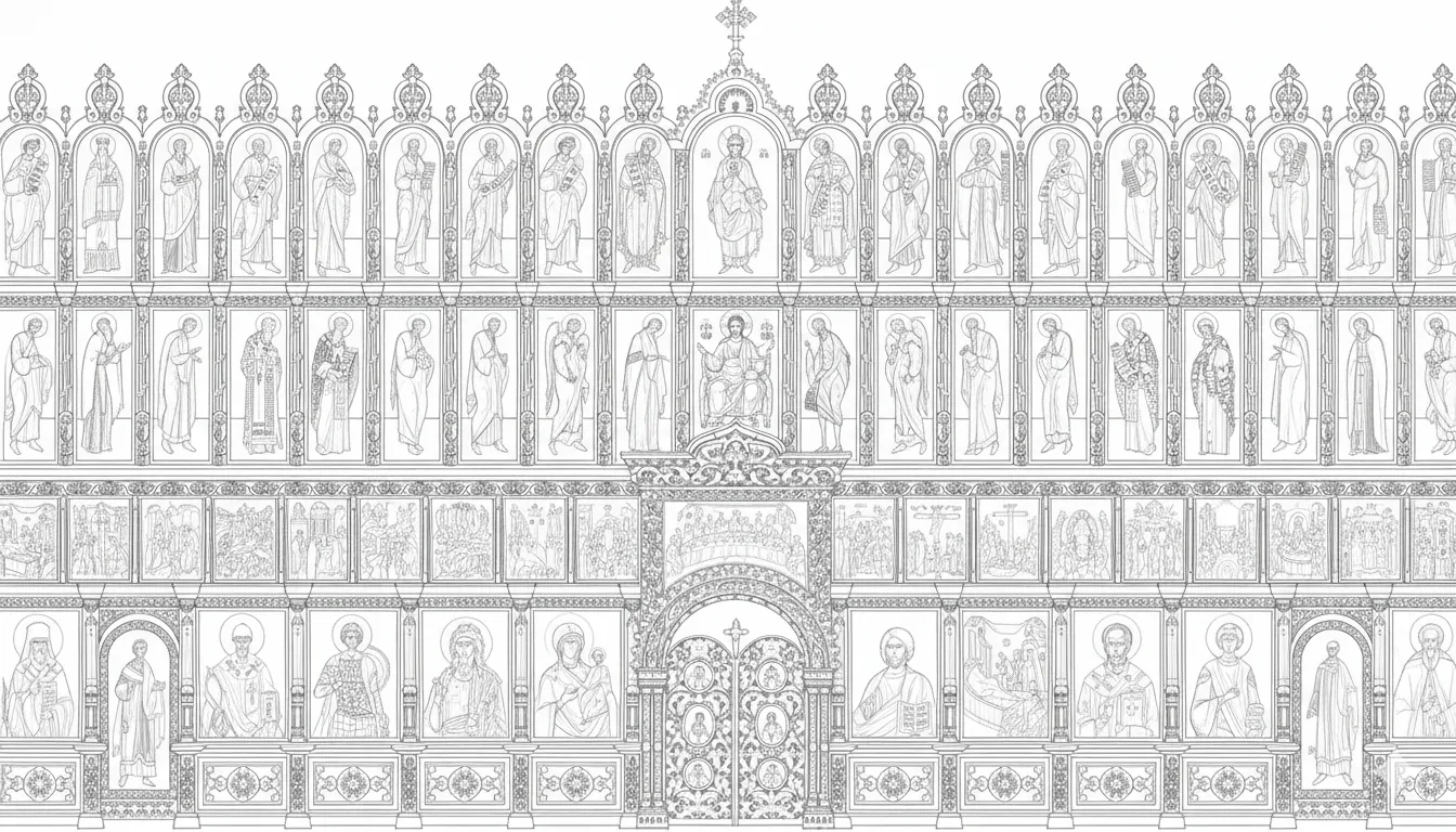 Схема Православного иконостаса с расположением рядов и икон