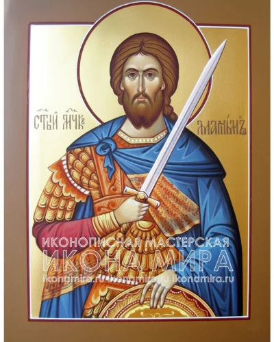 Рукописная икона Святой Мученик Максим Антиохийский, православный образ мученика, икона святого Максима Антиохийского на заказ